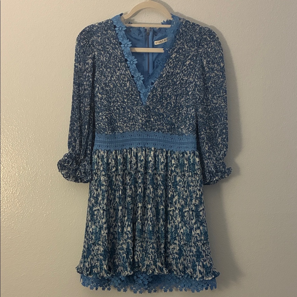 Alice + Olivia Blue Lace Dress